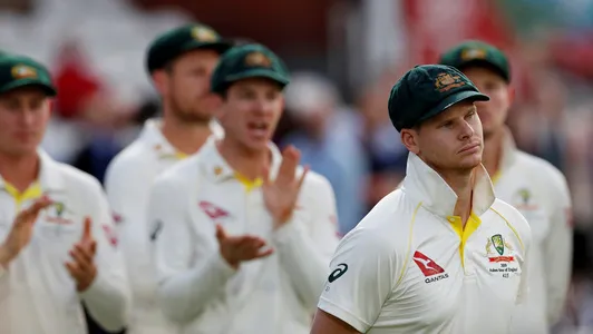Australia's Steve Smith during the end of series presentation