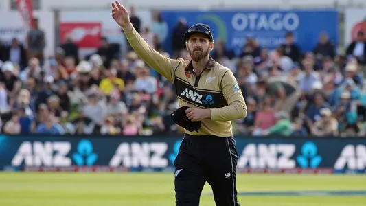 New Zealand's captain Kane Williamson waves to the crowd