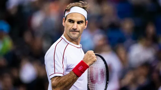 Roger Federer competes against David Goffin during the third round of 2019 Rolex Shanghai Masters, in Shanghai, China, 10 October 2019 — Photo by ChinaImages