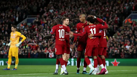 Liverpool Players Celebrate Against FC Salzburg