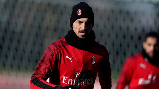 Zlatan Ibrahimovic trains in Carnago, near Milan, Italy