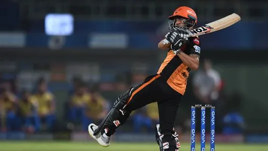 Sunrisers Hyderabad cricketer Manish Pandey plays a shot during the 2019 Indian Premier League (IPL) eliminator Twenty20 cricket match between Sunrisers Hyderabad and Delhi Capitals