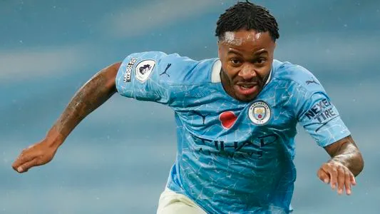 Manchester City's English midfielder Raheem Sterling chases the ball during the English Premier League football match between Manchester City and Liverpool