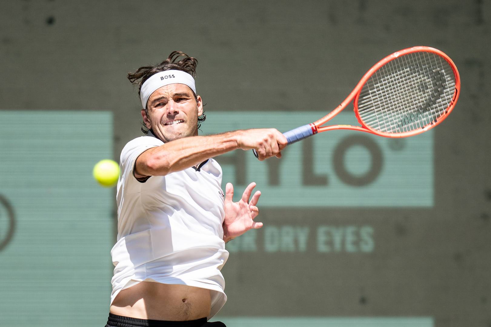 Taylor Fritz playing the quarterfinals in Halle, Germany. June 19, 2026. Photo credit: TERRA WORTMANN OPEN / Breakpoint Images.