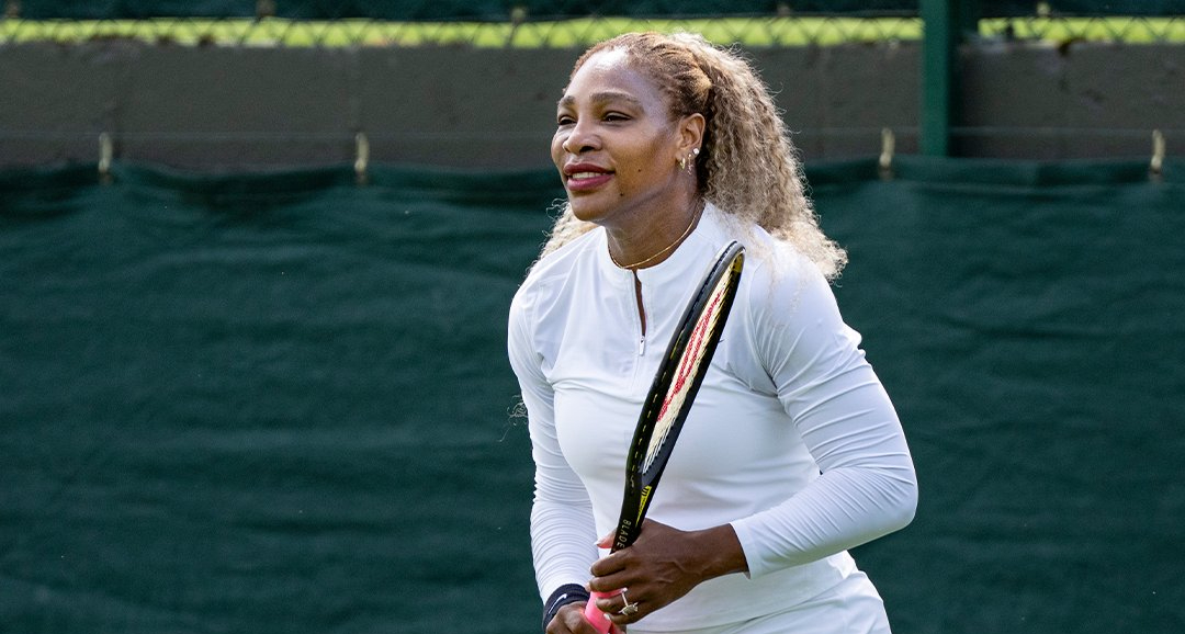 Serena Williams practicing at Wimbledon. June 18, 2026. London, UK. Photo credit: The Championships 2026.