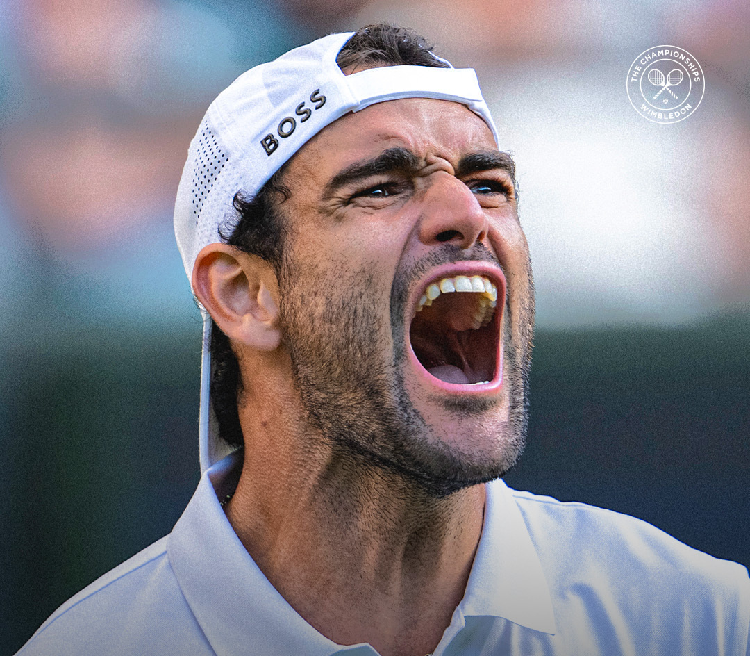 Matteo Berrettini roars into the second round at Wimbledon. June 30, 2026. London, UK. Photo credit: The Championships 2026.