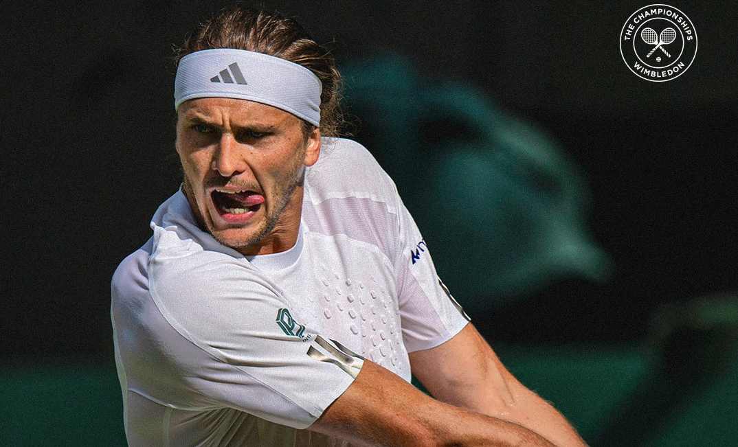 Alexander Zverev launching his campaign at Wimbledon. London, UK. June 30, 3036. Photo credit: The Championships.